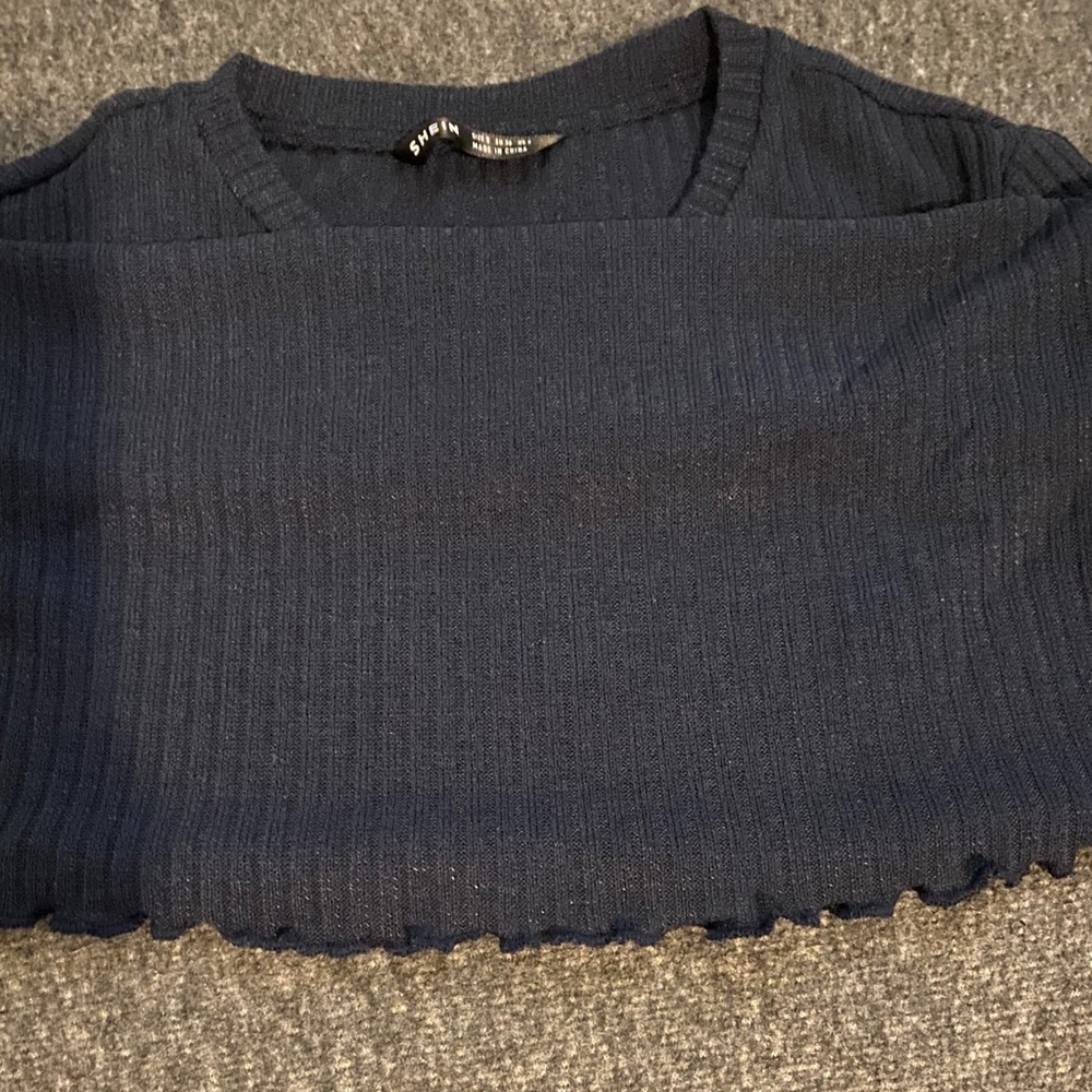 Blue Ribbed Blouse